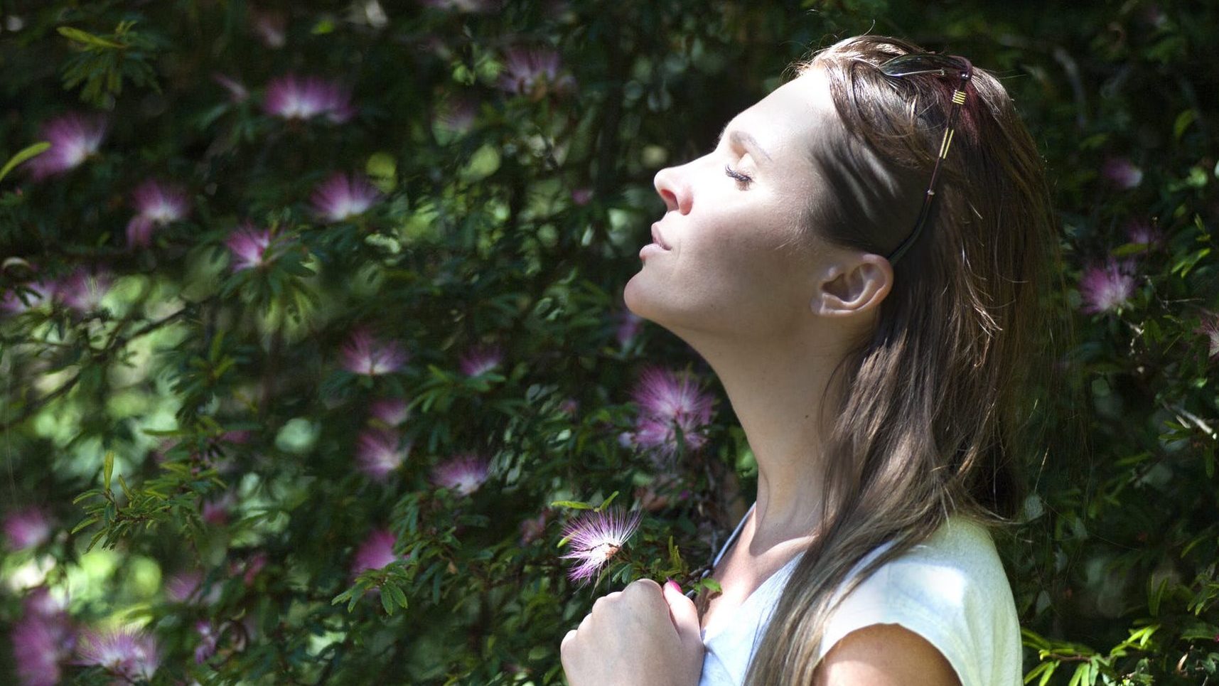 peaceful woman in nature